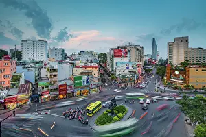 Saigon Prints: Beautiful Sunset over Downtown Saigon - the biggest city in Vietnam
