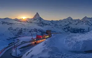 Prints of Beautiful sunset at Gornergrat The Matterhorn, The Jewel Of The Swiss Alps Prints: Beautiful sunset at Gornergrat