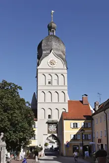 Oberbayern Prints: Beautiful Tower or Landshuter Gate, Erding, Upper Bavaria, Bavaria, Germany, Europe