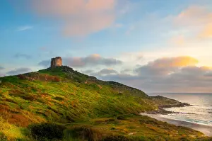 Prints of sardinia Sardinia (Italian Sardegna) Island Prints: Beautiful view of the Spanish Tower or Old tower in Tharros on the San Marco cape
