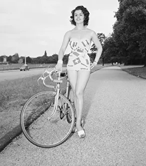 Bicyclist Prints: Beauty Contestant with Bicycle