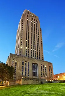 The Beaux-Arts Kansas City Hall in Kansas City illuminated at dusk