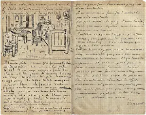 Prints of The bedroom, Letter to Paul Gauguin from Arles, Wednesday, 17 October 1888. Found in the collection of Van Gogh Museum, Amsterdam. (Photo by Fine Art Images/Heritage Images/Getty Images) Echoes of Genius: Timeless Reproductions of a Master’s Vision: The bedroom, Letter to Paul Gauguin from Arles