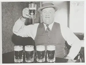 Enthusiasm Prints: Beer Drinking Champion with Beer in Mugs