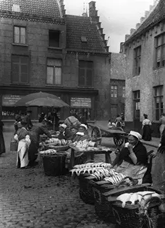 Prints of 1910: A Belgian fish market. (Photo by F J Mortimer/Getty Images) Francis James Mortimer (1874-1944) Prints: Belgian Market