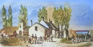 Battles And War Prints: Belgian outpost at the railway viaduct on the Belgian-French border