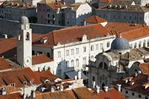 Bell tower, City Hall, St Blasius Church, view from the city walls, historic centre, Dubrovnik, Dalmatia, Croatia