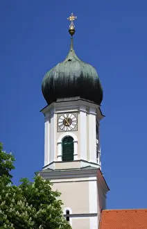 Upper Bavaria Prints: Bell tower of the parish church of St
