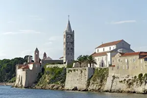 Seaside Town Prints: Bell tower, Rab Town, Rab, Primorje-Gorski Kotar County, Croatia