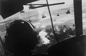 Brigade Prints: Bell UH-1 Huey Squadron Firing on Vietcong