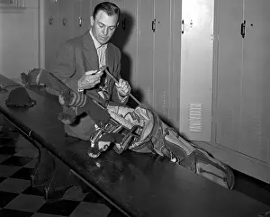 New Rochelle Prints: Ben Hogan Checking Clubs in Locker Room