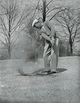 Ben Hogan Hitting Ball Out of Sand Trap