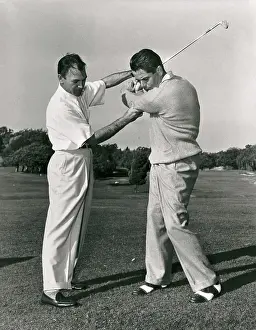 Ben Hogan Showing Glenn Ford How to Swing
