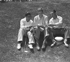 Flushing Prints: Ben Hogan Sitting on Green With Other Golfers