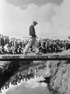 Footbridge Prints: Ben Hogan Walking on Bridge