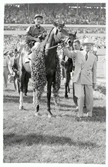 Ben Jones Leading Hill Gail with Eddie Arcaro Astride