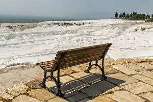 Images Dated 4th August 2016: Benches with a view of Pamukkale, Turkey