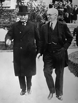 Prints of (Original Caption). Premier Benito Mussolini, left, of Italy, chatting with J Benito Mussolini (1883-1945) Prints: Benito Mussolini Chatting with J. Monroe Hewlett