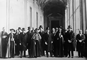 Benito Mussolini Posing with Church Dignitaries