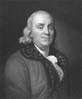 Images Dated 10th March 2011: Benjamin Franklin (1706-1790) on engraving from the 1850s