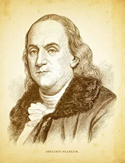 Benjamin Franklin (1706-1790) Gallery: Benjamin Franklin engraving illustration