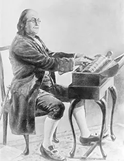 Benjamin Franklin Playing Harmonica