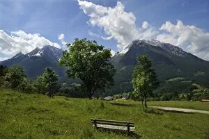 Berchtesgaden Alps, west side of Watzmanns Mountain, left, Hochkalter Mountain, right, Loiplsau