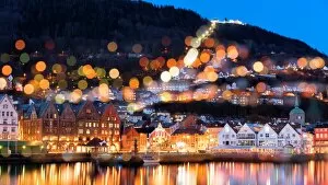 Scandinavia Collection: Bergen old town at dawn, Norway
