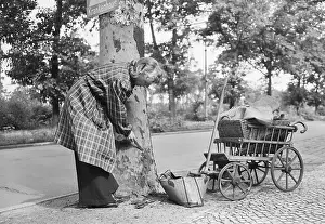 Berlin Housewife Scraping Tree for Kindling