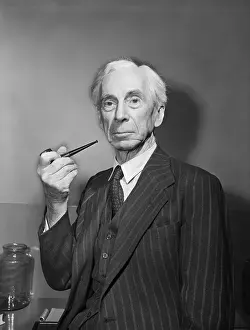 Mathematician Prints: Bertrand Russell Holding Pipe