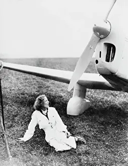Military Airbase Prints: Beryl Markham Posing with Airplane