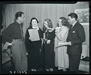 Bette Davis and Humphrey Bogart With Others at Radio Broadcast
