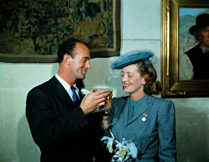 Riverside Prints: Bette Davis and William Sherry Toasting to Their Marriage
