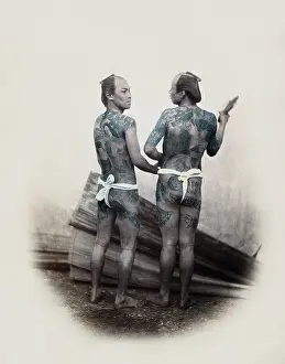 Ukiyoe Prints: Two Bettoes with Tattoos