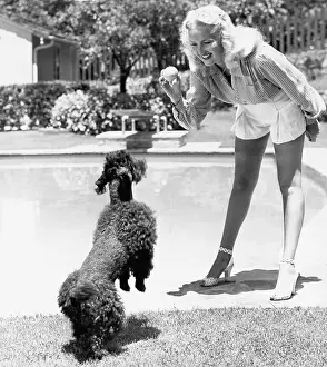 Poodle Prints: Betty Grable Playing with Her Poodle