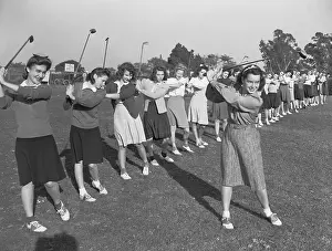 Sweater Prints: Betty Nicks Newell Teaching Golf Club Usage