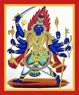 Staff Prints: Bhairava with his weapons