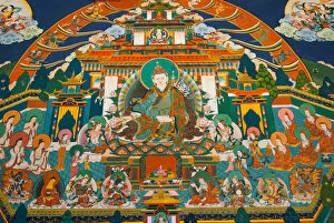 Images Dated 28th March 2016: Bhutan, Trongsa. Vajrayana Buddhist painting in monastery