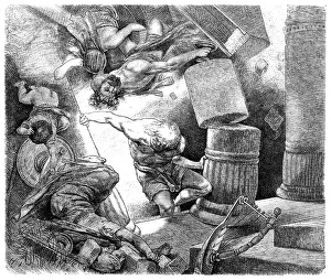 Biblical Scene : Samsons Death - Destroying a Temple