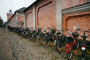 Bicycles parking lot near passenger ferry terminal in Suomenlinna, Finland