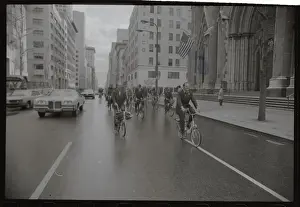 5th Avenue Prints: Bicyclist Riding in Street