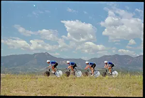 Bicyclists Competing on Highway