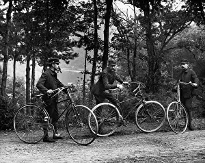 Bicyclist Prints: Bicyclists In Woods, Circa 1900