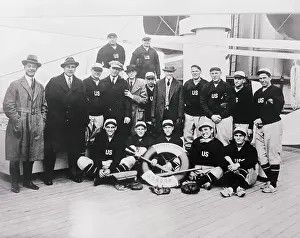 Emil Meusel Prints: Big Baseball Leaguers Returning on Ship from Oriental Tour