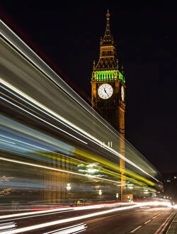 Images Dated 2nd July 2015: Big Ben And Light Trails At Night