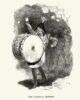 Images Dated 20th February 2018: Big drummer at the New Orleans Carnival, 19th Century