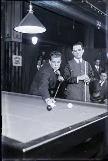 Stick Prints: Billiards Players At Table, One Shooting