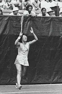 Prints of NEW YORK - CIRCA 1981: Billie Jean King played tennis circa 1981 in New York. (Photo by PL Gould/Images/Getty Images) The Grand Slam Gallery: Billie Jean King