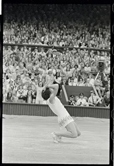Billie Jean King Falling to Turf After Winning Match