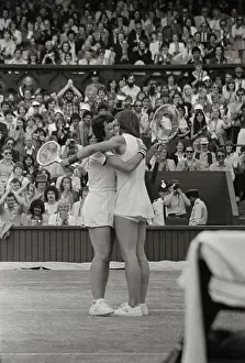 Martina Navratilova Prints: Billie Jean King and Martina Navratilova Embracing in Victory